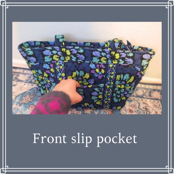 Vera Bradley Small Tote Purse Bag Handbag in Indigo Pop Retired Blue Pattern - Picture 2 of 16